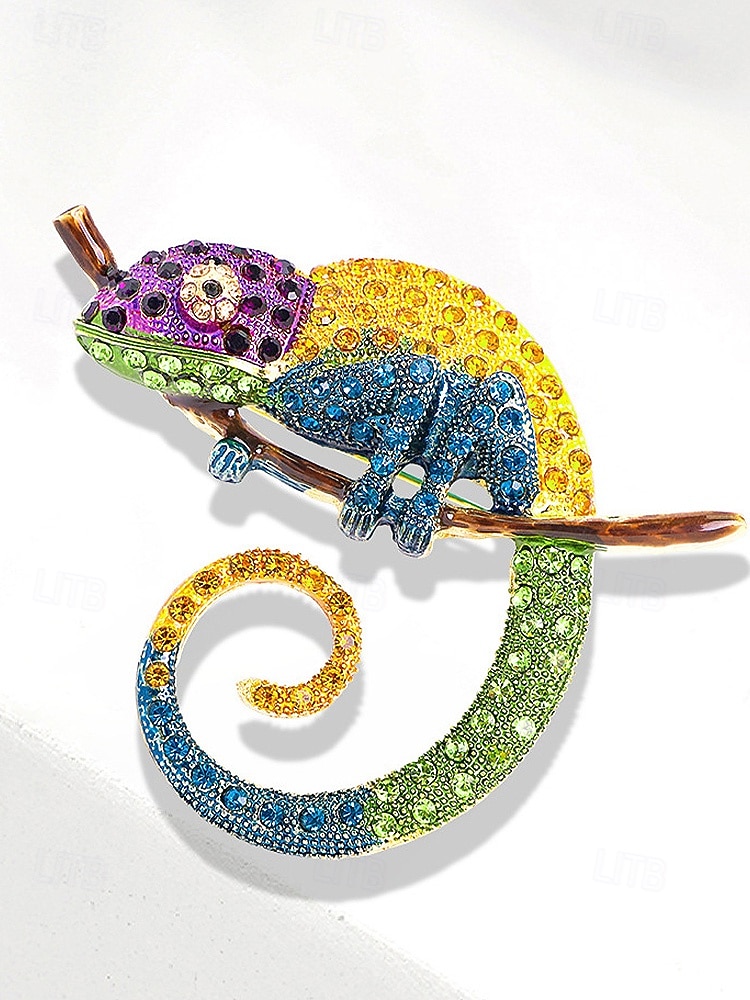 Spilla in lega per uomo Chameleon disponibile in più colori perfetta per il carnevale e balli in maschera accessorio divertente e alla moda del 2026 a $11.99 –P8