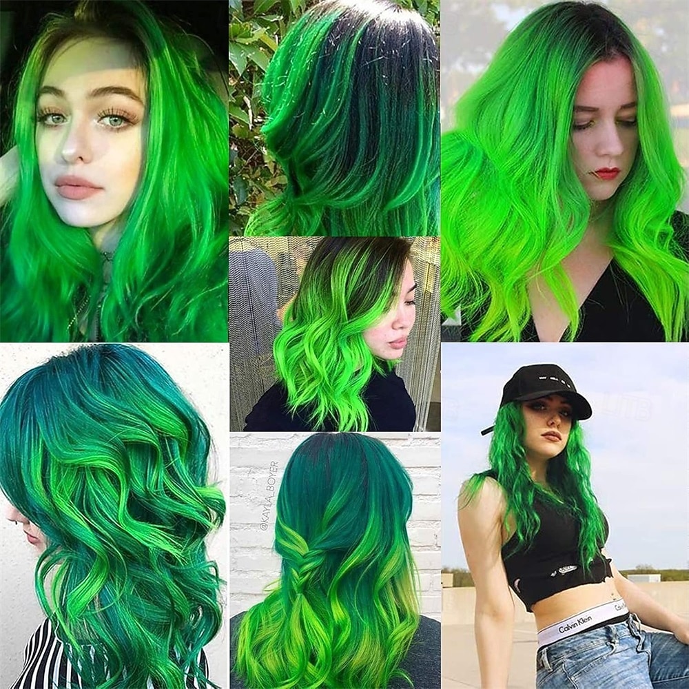 Green Wigs 12 PCS Green Hair Extensions Clip in 22 Inch Colored Hair Accessories Party Highlights Long Straight Synthetic Hairpieces for Women Girls 2026 - $14.49 –P6