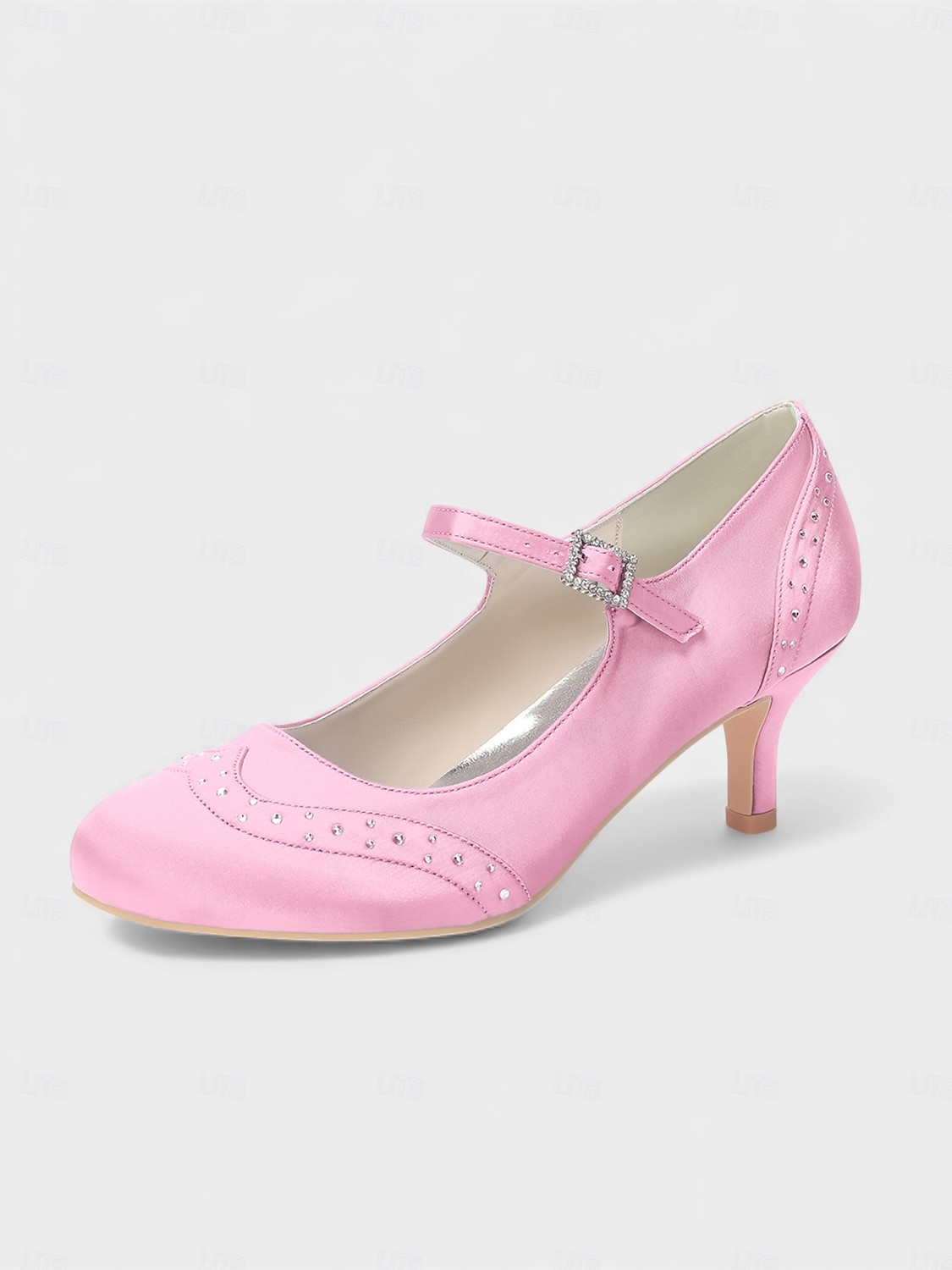 Mary Jane in raso blu navy da donna: eleganti scarpe da sposa con borchie di cristalli e tacco a gattino per la madre della sposa, cerimonie in chiesa ed eventi formali del 2026 a $79.99 –P13
