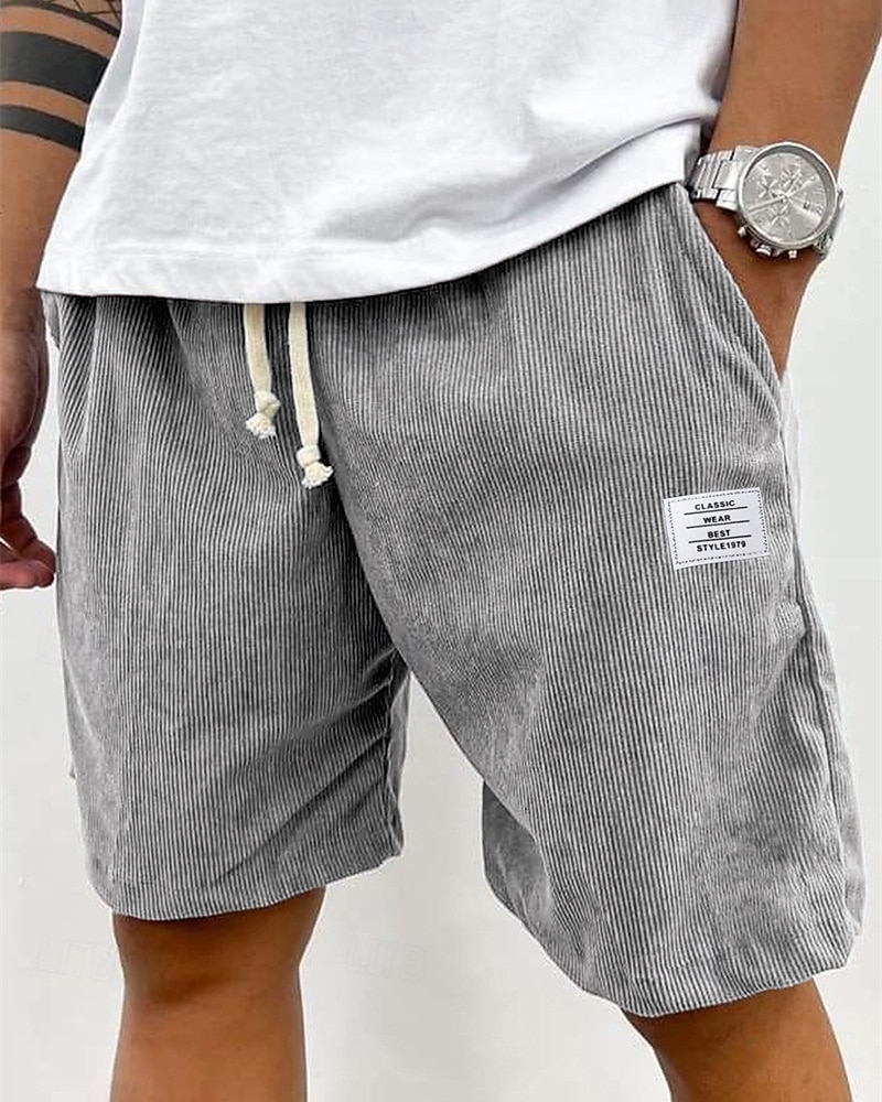 Herren Shorts Freizeitshorts Cordshorts Tasche Elastischer Bund Einfach Komfort Atmungsaktiv Knielang Outdoor Urlaub Alltagskleidung Urlaub Mode Schwarz Weiß Mikroelastisch 2026 - $11.49 –P6