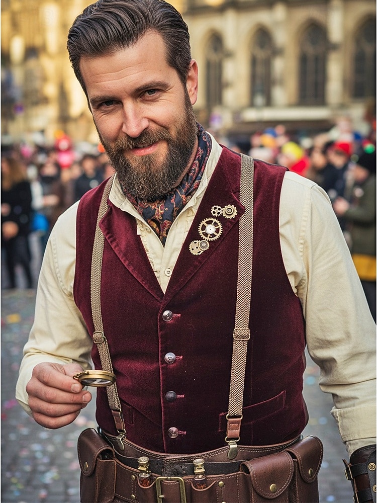 2026年 男性用ポリエステルサスペンダー、ヘリンボーンデザイン、ヴィンテージスタイル、ケルンカーニバルとコスチュームに最適  コレクション – $14.99 –P2