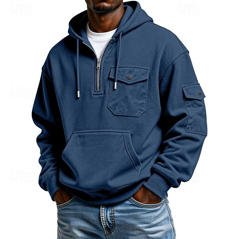 Per uomo Felpa con cappuccio Maglione Felpa con cappuccio e zip corta Felpa con cappuccio in pile Grigio chiaro Con Cappuccio Semplice Tasca Quotidiano Sport & Outdoor Ferie Streetwear Abbigliamento del 2026 a $24.99 –P6