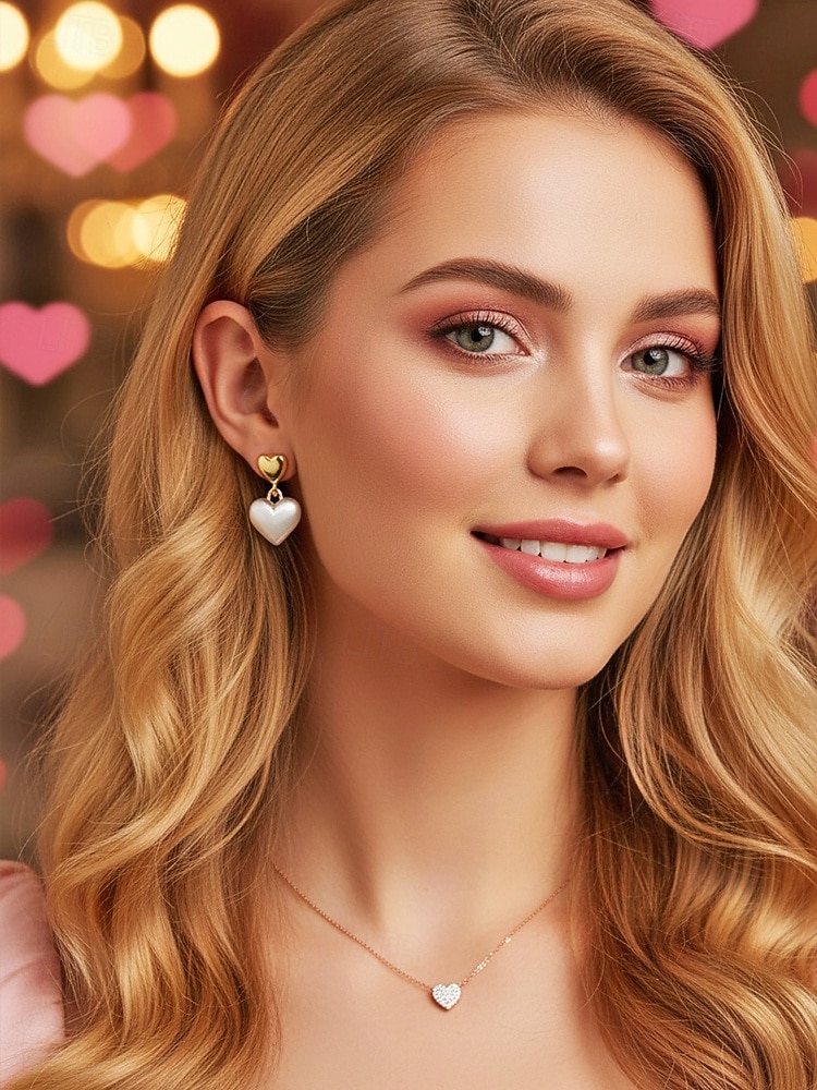 Dame Øredobber Dråpeøreringer Elfenben Imiterte perler Legering Elegant Mote Glitter Kjærlighetshjerte 2026 - $9.99 –P1