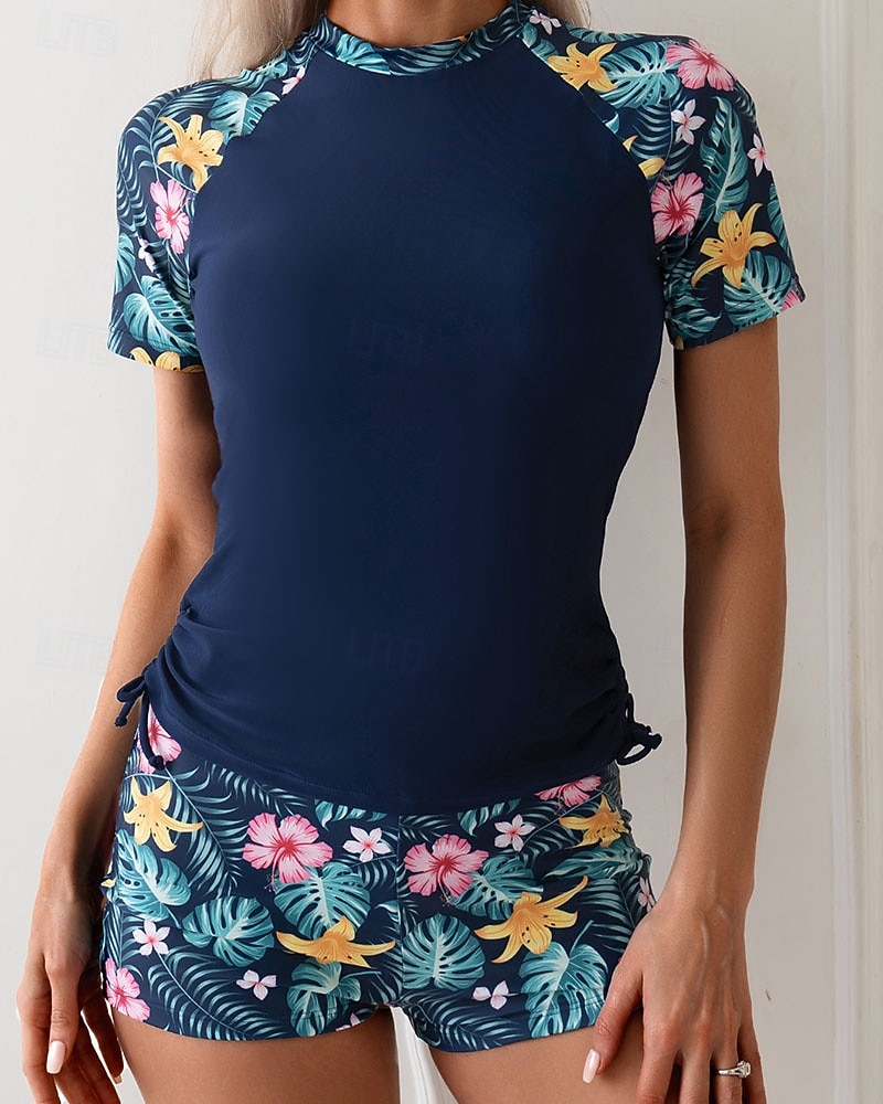 Γυναικεία Προστατευτικά Μαγιό με φλοράλ print Μαγιό Φλοράλ Πολύ Ελαφρύ (UL) Προστασία UV Ελαστικό Κοντομάνικο Μαγιό Σέρφινγκ Ψαροντούφεκο Καλοκαίρι 2026 - $20.99 –P20