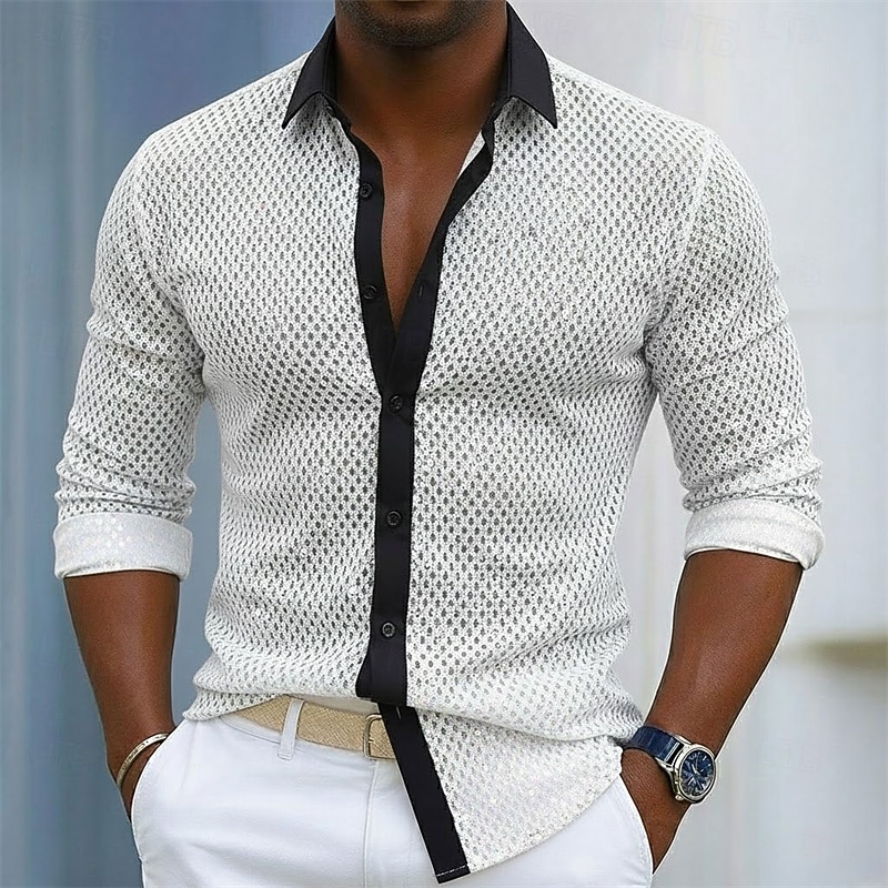 Ανδρικά Πουκάμισο Καλοκαιρινό πουκάμισο Casual πουκάμισο Πουκάμισο παραλίας Πουκάμισο με κουμπιά Λευκό Ανθισμένο Ροζ Ρουμπίνι Μακρυμάνικο Συνδυασμός Χρωμάτων Πέτο Καθημερινά Διακοπές Πούλιες Ρούχα 2026 - $27.99 –P7