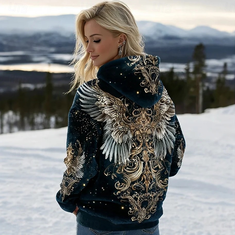 Per donna Felpa con cappuccio Grafico Animale Tinta a nodi Elegante Punk Vintage Manica Lunga Con Cappuccio Top Regolari Casuale Casa Streetwear Blu Nero Blu marino Primavera Autunno Inverno del 2026 a $31.99 –P3