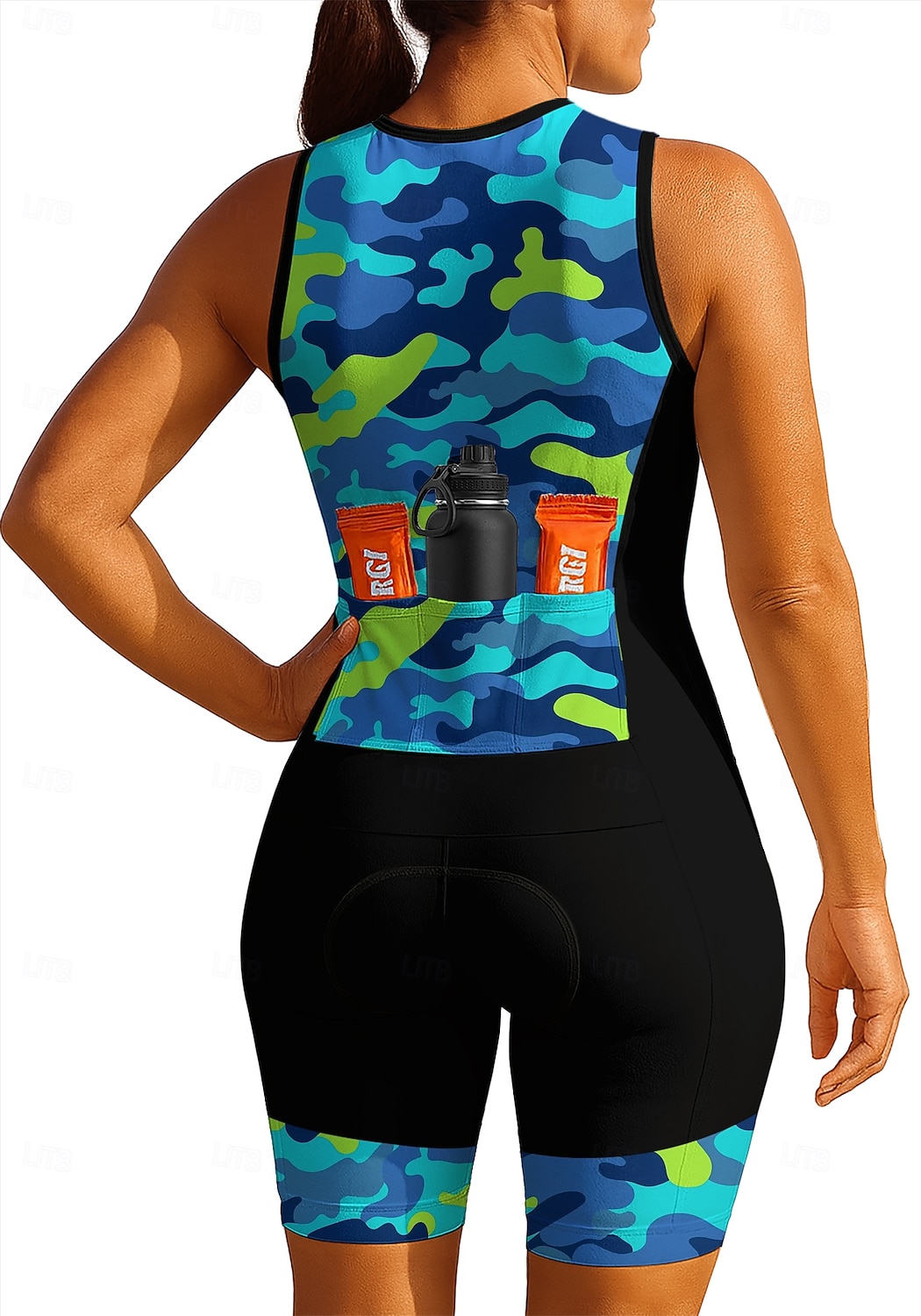 Women's Cycling Jersey Triathlon Tri Suit Downhill Jersey Sleeveless Summer Spring Autumn / Fall Blue Rose Red Geometric Camo / Camouflage Bike Sunscreen UV Resistant 3D Pad Cycling Quick Dry Sports 2026 - $44.99 –P2