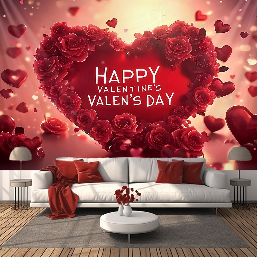 Valentýn gobelín Bannery Deka Rose láska Srdce Roztomilý Romantické 3D Večírek Obývací pokoj Střelecké pozadí Dekorace pro návrh na sňatek Bytové dekorace 2026 - $16.99 –P4