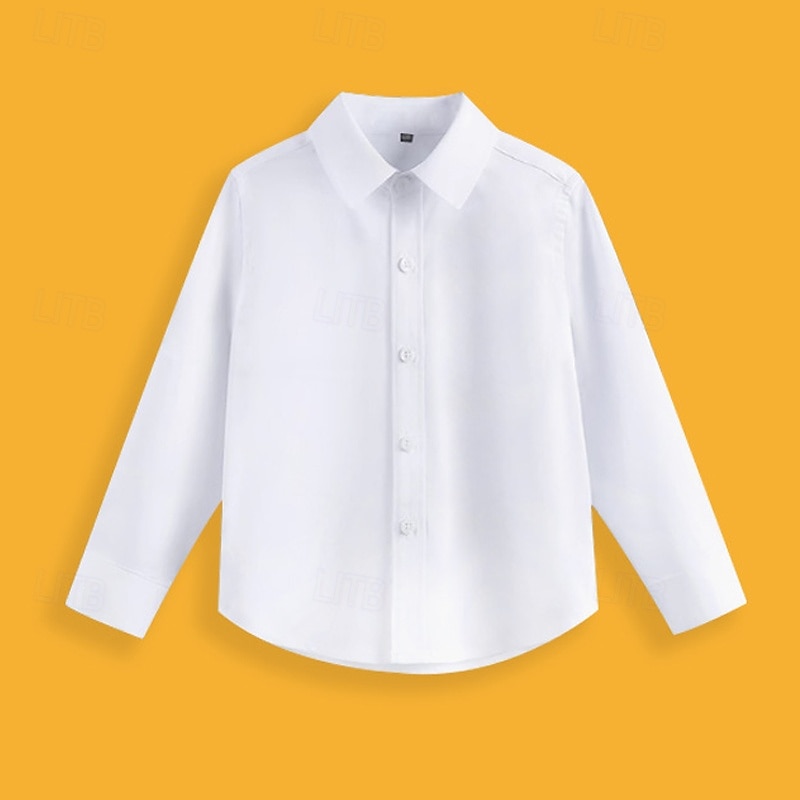 Chemises blanches unies à manches longues pour garçons, style décontracté, à boutons, idéales pour le printemps (4 ans et plus). de 2026 ? $15.99 –P1