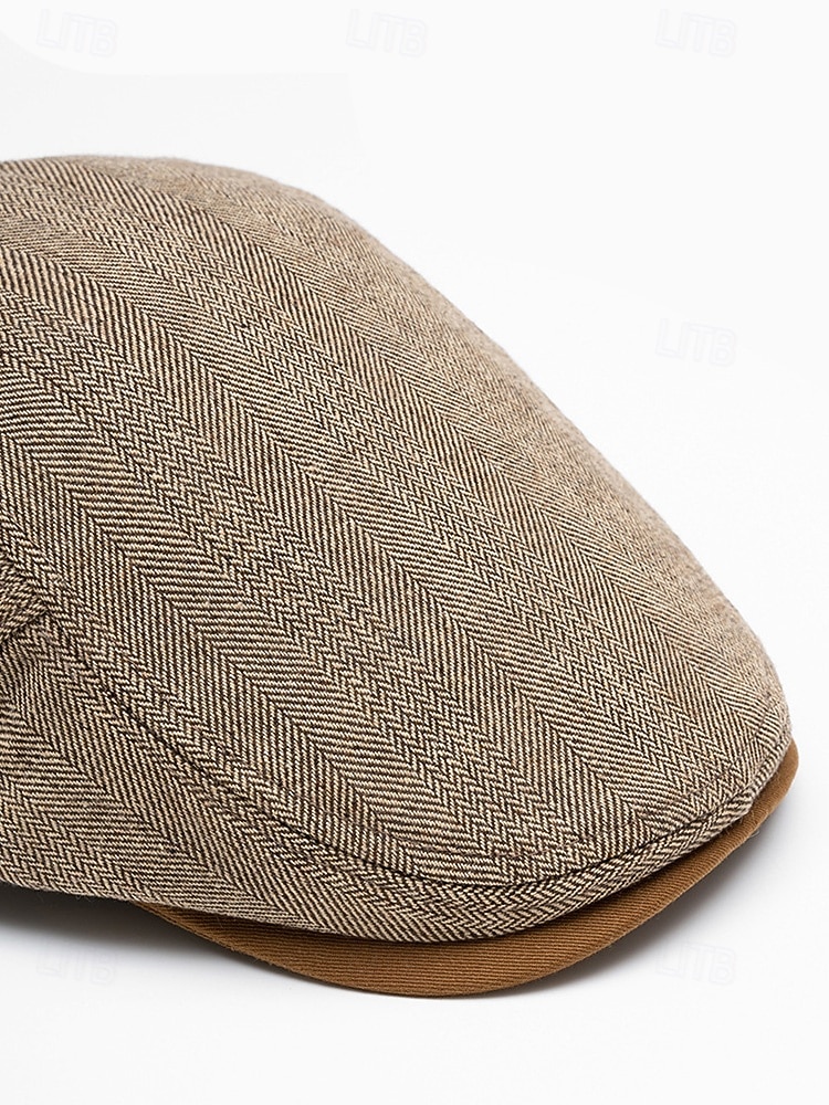 мужская полиэстеровая плоская кепка с узором «ёлочка» — стильная и удобная, доступна в нескольких цветах для повседневных и официальных случаев 2026 - $14.99 –P7