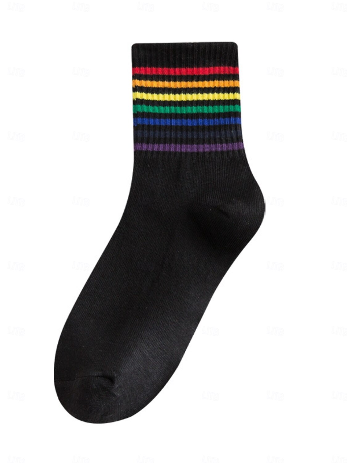 Conjunto de meias de cano alto com listras do Mardi Gras - Pacote de 6 meias casuais em mistura de algodão estilo unissex para carnaval festival do orgulho e roupas de festa de 2026 por $14.99 –P3