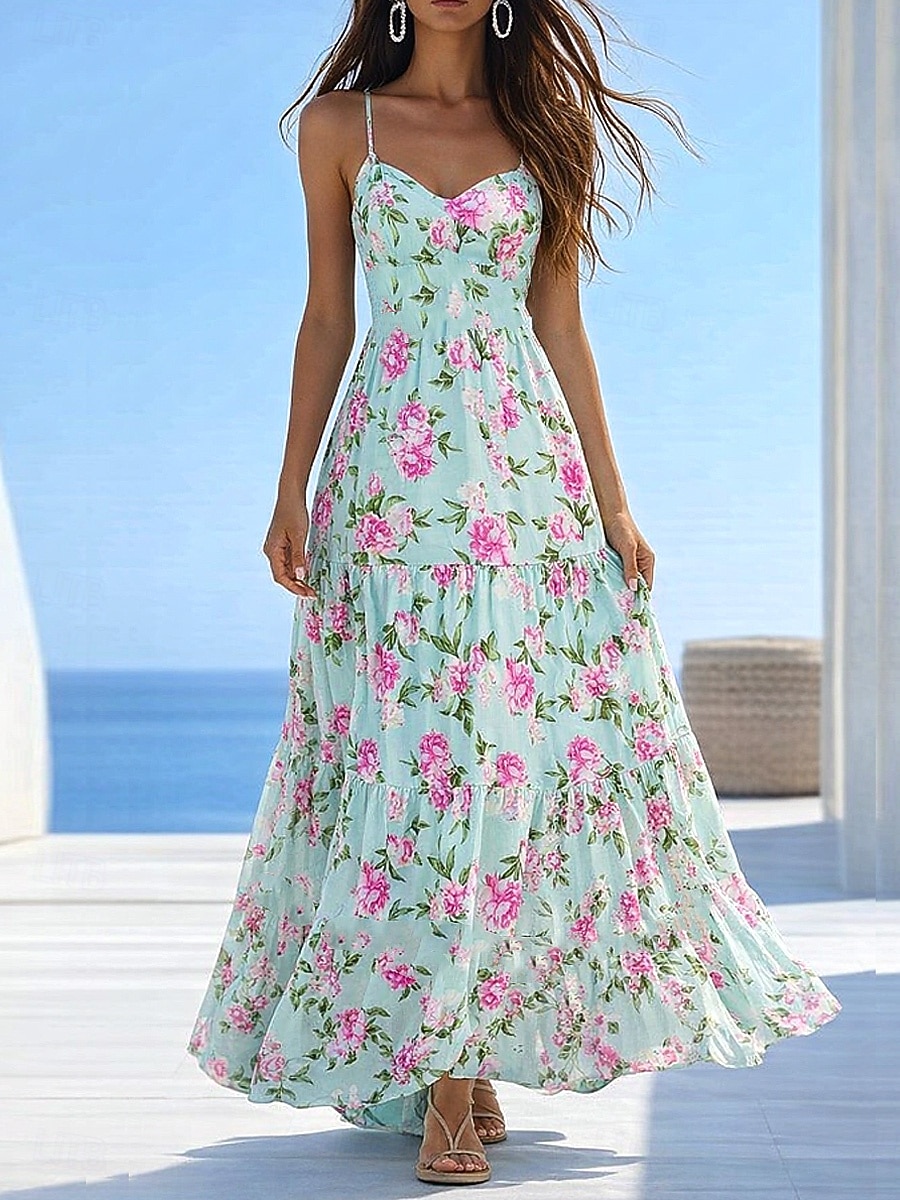 Women's Maxi Dress A Line Dress Slip Dress Vacation Casual Outdoor Going out Regular Fit Floral Graphic Sleeveless V Neck Green Summer Spring 2026 - $31.99 Women's Maxi Dress A Line Dress Slip Dress Vacation Casual Outdoor Going out Regular Fit Floral Graphic Sleeveless V Neck Green Summer Spring 2026 - $31.99