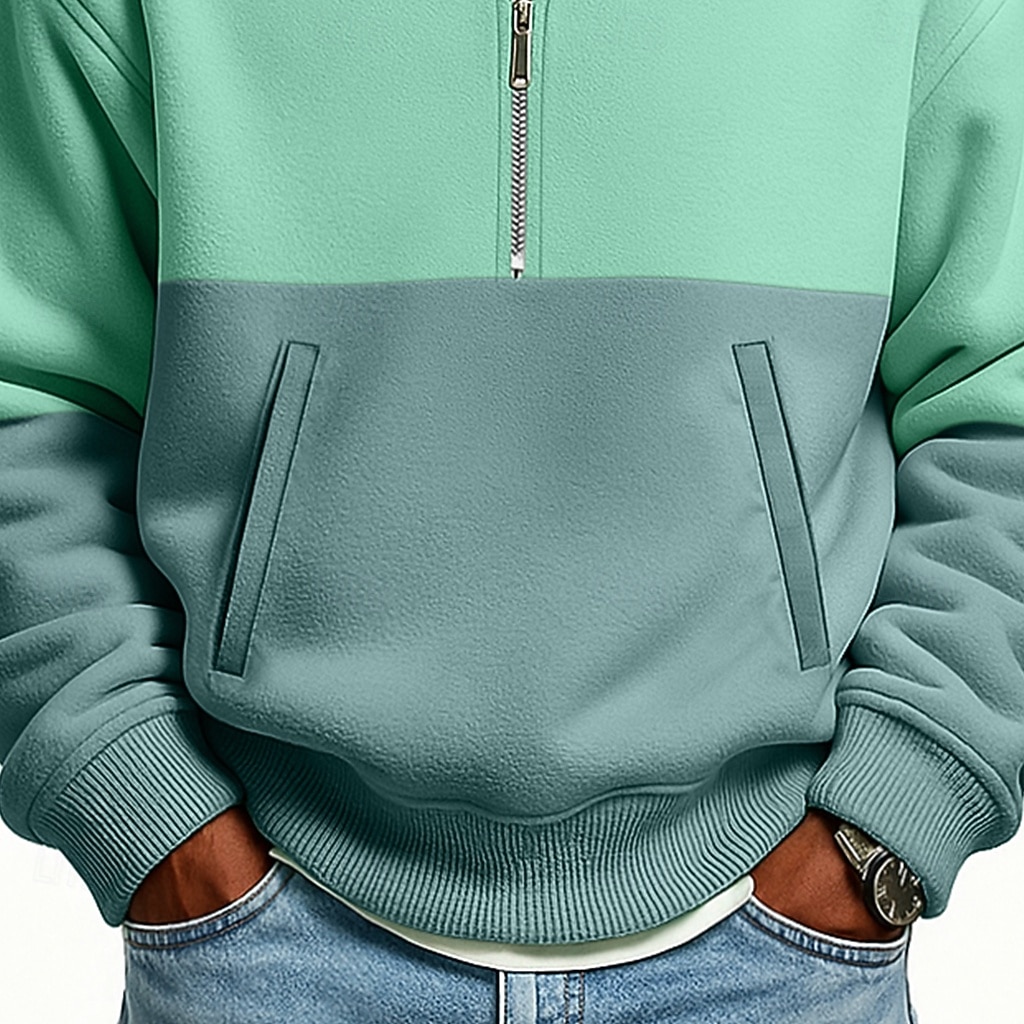 Herren Kapuzensweatshirt Sweatshirt Pullover Kapuzensweatshirt Pullover Grün Stehkragen Halber Reißverschluss Einfach Patchwork Farbblock Lässig Täglich Sport & Outdoor Streetwear Cool Sportbekleidung 2026 - $28.99 –P2