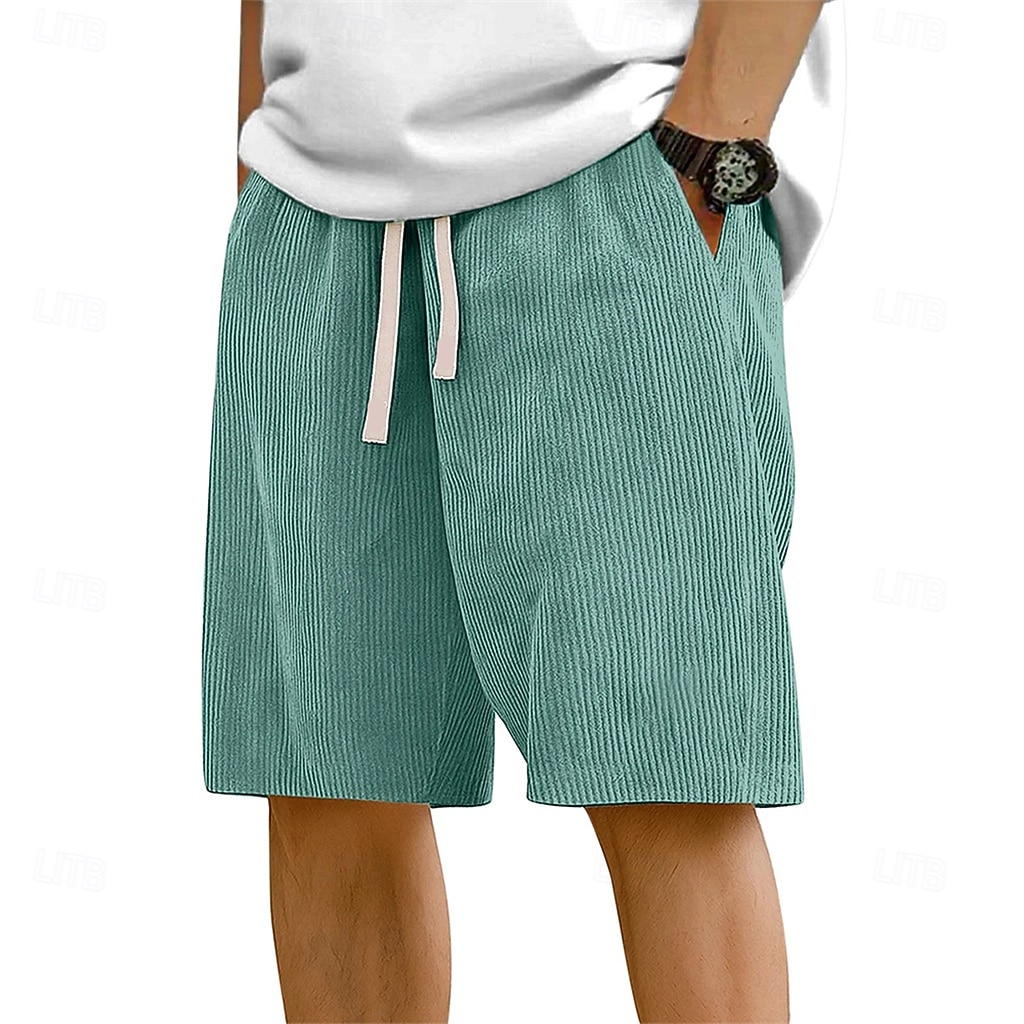 Per uomo Pantaloncini Estivi Shorts da Spiaggia Pantaloncini casual Pantaloncini di velluto a coste Coulisse Elastico in vita Tinta unica Comodità Lunghezza al ginocchio Quotidiano All'aperto del 2026 a $17.99 –P9