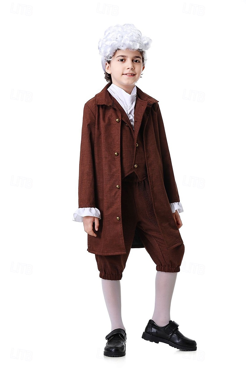 250e jubileum VS Rococo Barok Outfits Lange Mouwen George Washington Koloniaal Onafhankelijkheidsoorlog Kostuum Jongens Carnaval Independence Day 4 juli Kinderen Jas Broeken Kraag 2026 - $46.99 –P10