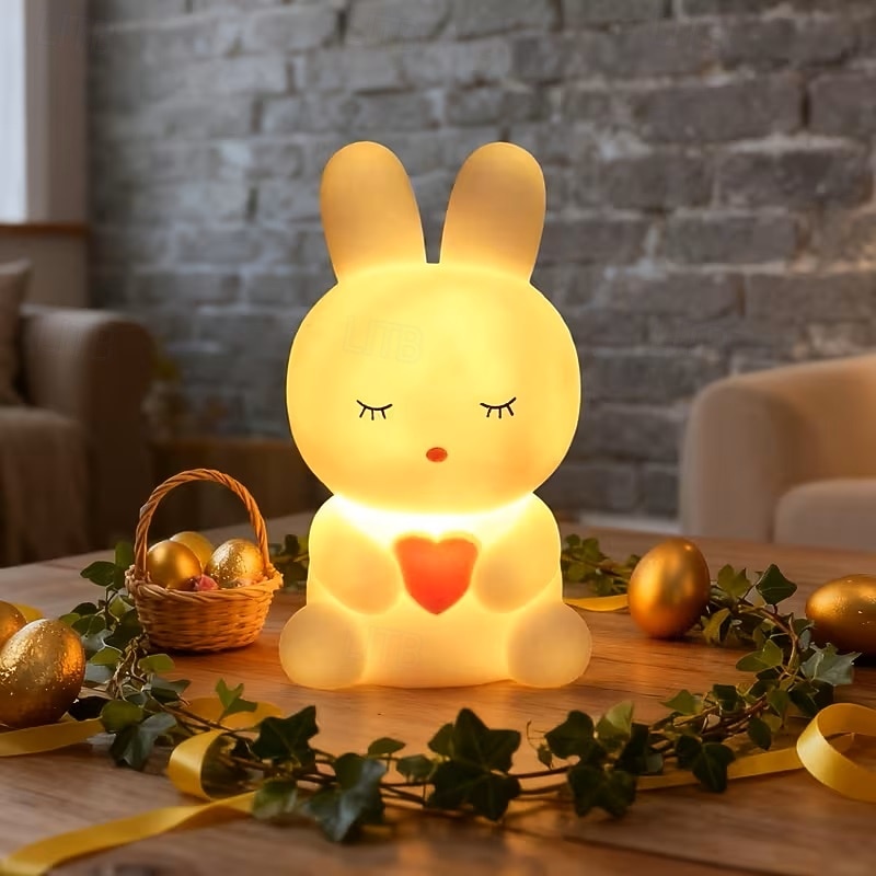 veilleuse lapin de Pâques mignonne, lampe lapin lumineuse à piles, décoration pour la chambre, la table de chevet ou le salon pendant les fêtes de 2026 ? $16.49 –P5