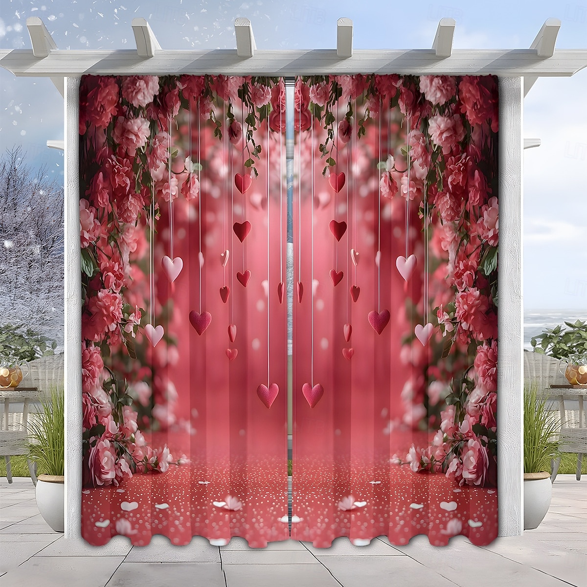 Alla hjärtans dag-gardin i tunt tyg för fönster, röd med dekorativ bolldesign, eleganta mjuka fönstergardiner, romantisk heminredning för sovrum och vardagsrum 2026 - $30.99 –P6