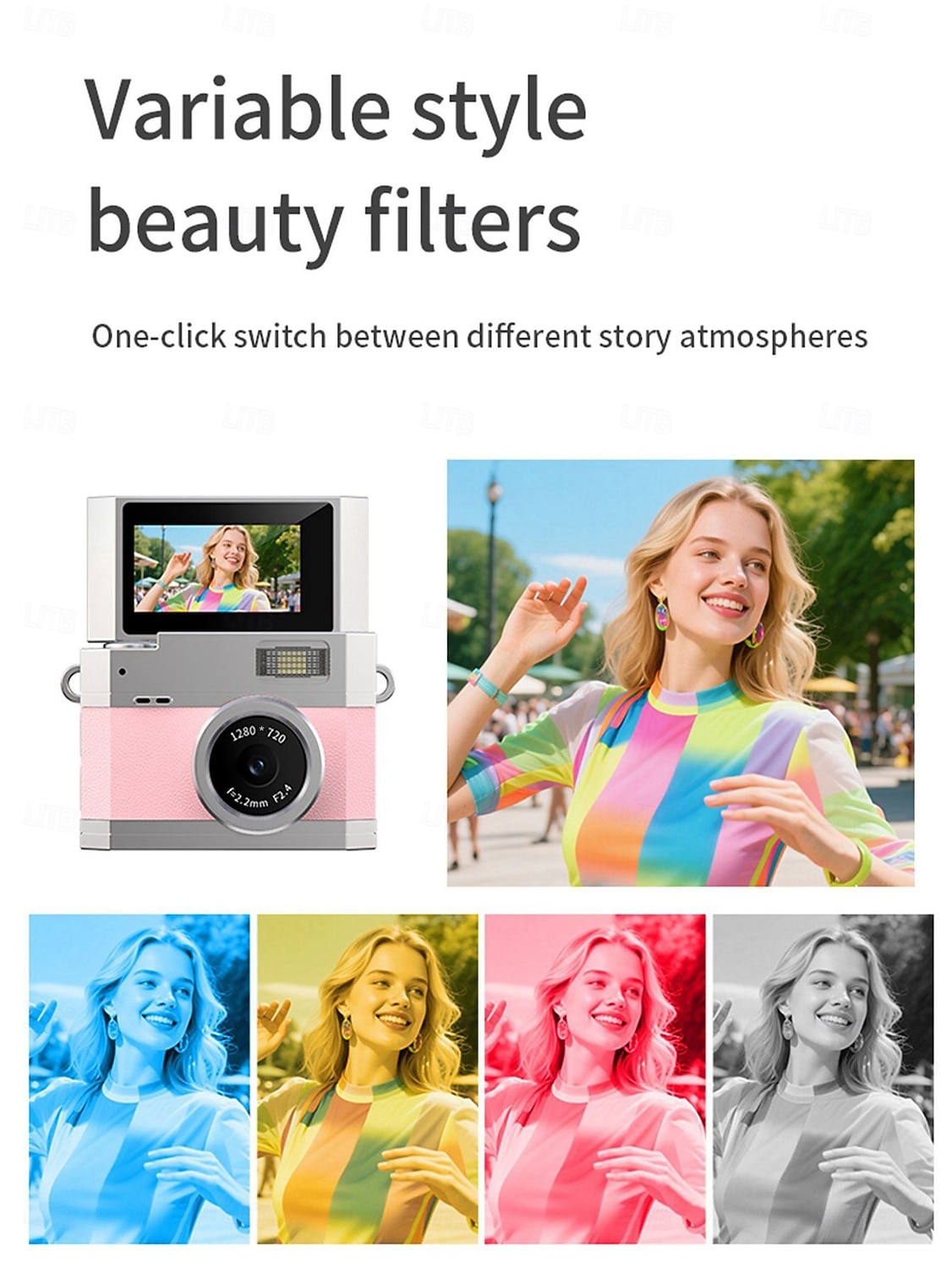New Thumb-Sized Flip Screen Mini Camera Retro Digital Camera Mini with Lanyard 180 Flip Screen Video Mode Multi-Style Beauty Filters Valentine's Day Gift 2026 - $38.99 –P11