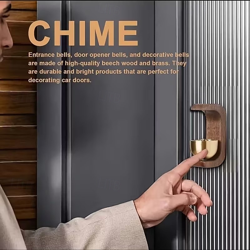 Paquete de 2 timbres magnéticos de madera maciza con ventosa para abrir puertas, alerta de entrada adhesiva inalámbrica con timbre suave para el hogar, la oficina, la tienda y las puertas para 2026 - $19.99 –P1