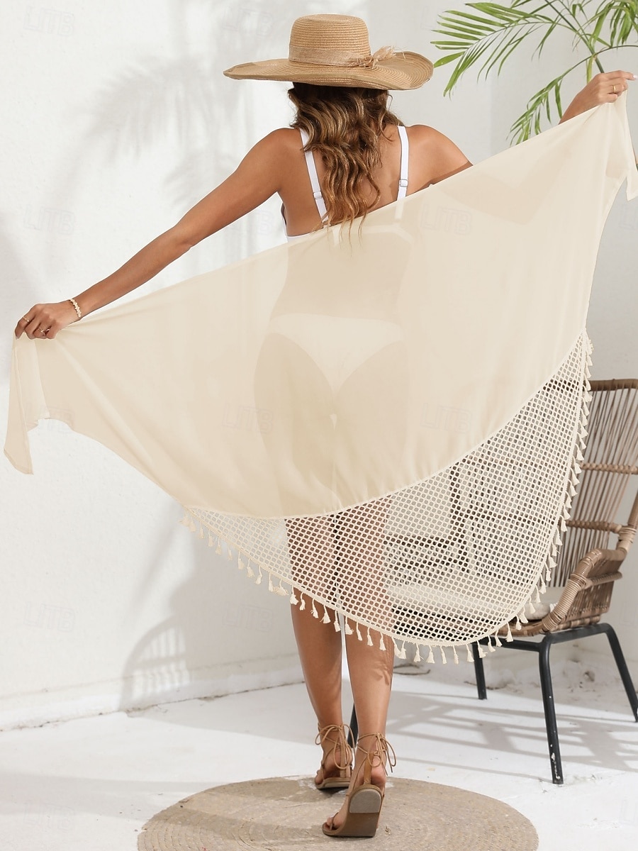 Kostium kąpielowy damski okrycie wierzchnie owinięcie frędzle wakacyjne wdzianko plażowe jednolity kolor bez rękawów kostiumy kąpielowe 2026 - $22.99 –P15