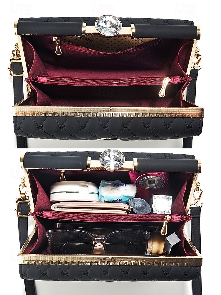 Γυναικεία τσάντα χειρός από λουστρίνι – κομψό καπιτονέ σχέδιο, έτοιμη για γάμο και μετακινήσεις, για πολλαπλές περιστάσεις με χρυσό λουράκι αλυσίδας 2026 - $34.99 –P8