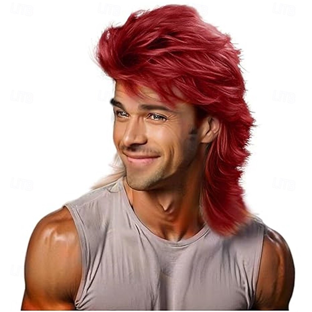 2026年 マレットウィッグ ブロンド 80年代 メンズウィッグ、パンクロッカーヘア パーティーコスチューム  コレクション – $29.99 –P9