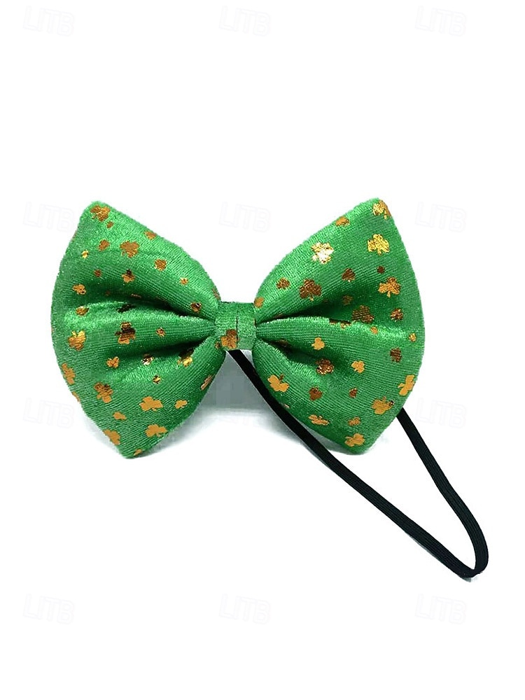 2026年 男性用の聖パトリックの日のスパンコール蝶ネクタイ、シャムロックと祝祭の模様が入った緑のポリエステル生地、アイルランドのパーティー、パレード、バー、休日のお祝いに最適な調節可能なドレス用蝶ネクタイ  コレクション – $7.99 –P4