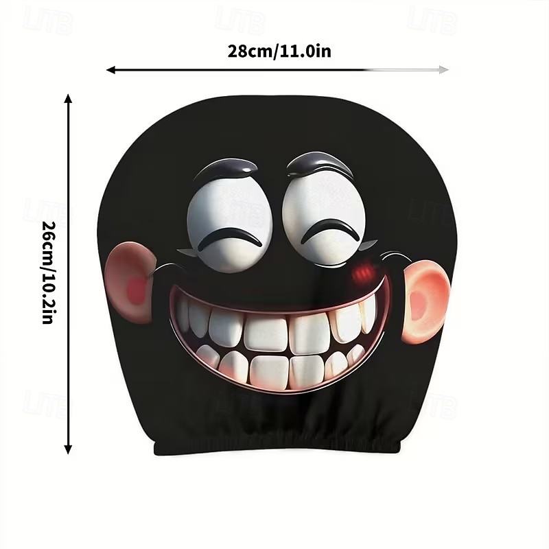 2pcs Cartoon Big-Eyed Face Printed Car Headrest Covers, Interior Decoration, Universal Fit, Washable, Easy to Install, Suitable for Long Trips Or Road Trips, Perfect Quirky Car Decoration 2026 - Kč154 –P31