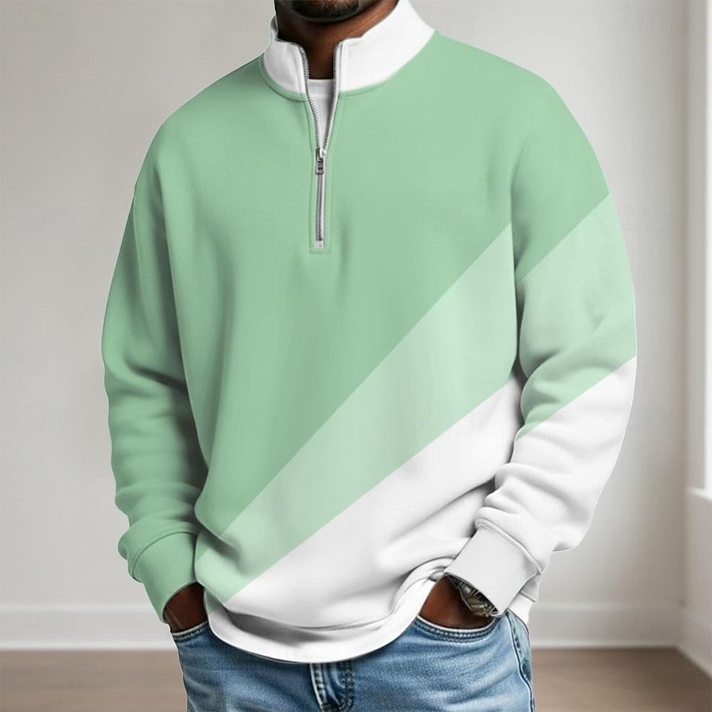 Per uomo Geometrico Blocco di colori Polo con zip Manica Lunga Magliette polo Colletto alla coreana Casual Scuola Athleisure Ferie Abbigliamento quotidiano Stampa 3D Polo con cerniera a un quarto del 2026 a $24.99 –P2