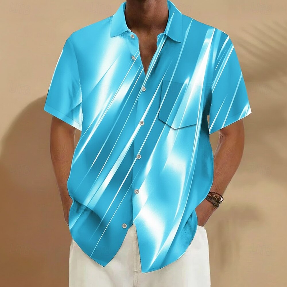 Bărbați Geometric Gradiant Artă abstractă Cămașă Cămașă de vară Camașă cu nasturi Manșon scurt Moda Casual În aer liber Vacanță Zilnice Vară Primăvară Răsfrânt Imprimare 3D cămăși cu guler Un buzunar 2026 - $25.99 –P3