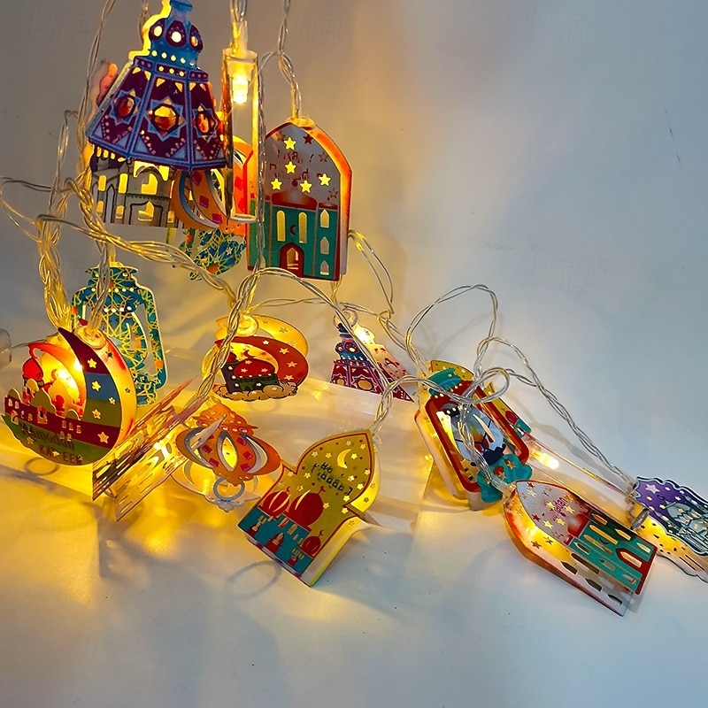 șir de lumini decorative din fier forjat Ramadan Eid 3m-20leds felinar castel stea lună atmosferă lumină decorativă baterie AAA sursă de alimentare USB 2026 - $19.49 –P7