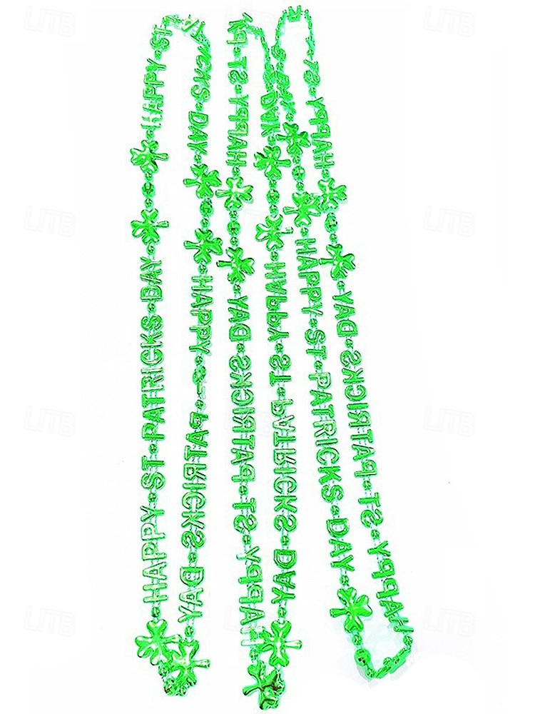 női többrészes Szent Patrik-napi nyaklánckészlet, zöld lóhere gyöngyös réteges nyakláncok, műanyag, többféle stílusú kombinált csomag, ünnepi ír partikellékek nőknek 2026 - $11.99 –P7