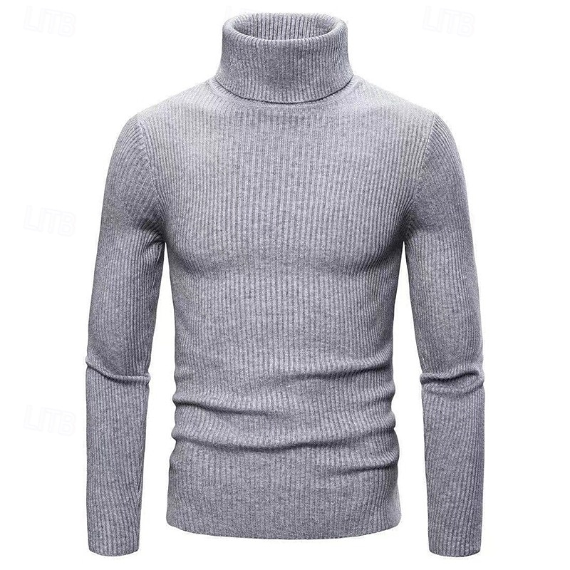 Men's Turtleneck Sweater Pullover Sweater Jumper Cropped Sweater Ribbed Knit Regular Tops Knit Plain Turtleneck Modern Contemporary Casual Casual Work Clothing Apparel Fall Winter Wine Black S M L 2026 - $22.99 –P5