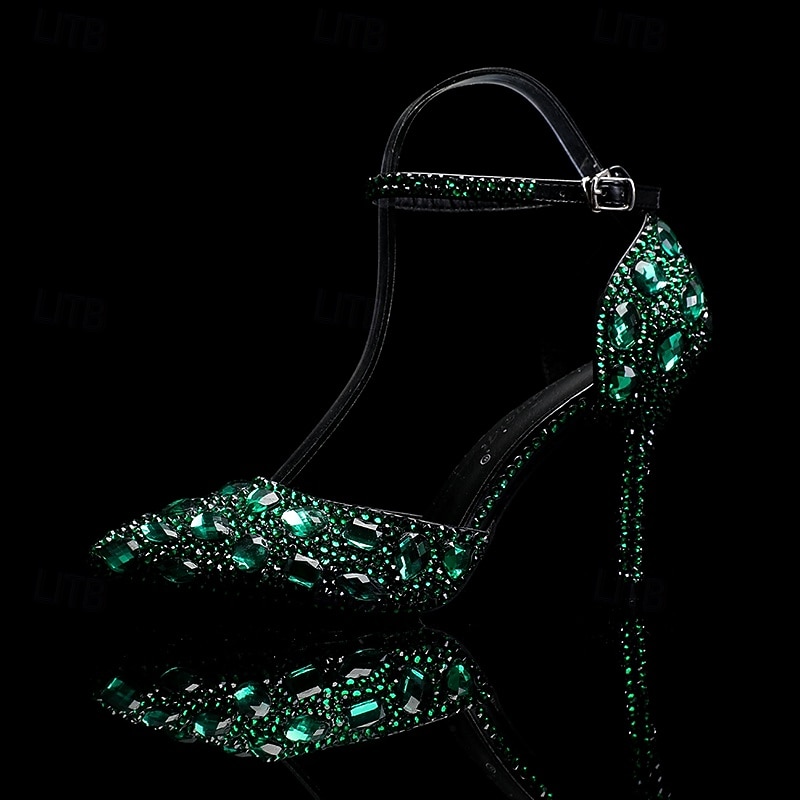 Damen Cocktail Club Party Strass Kristall Schnalle Stiletto Spitze Zehe Mode Niedlich luxuriös PU Schnalle Silber Rot orange Schwarz und Violett 2026 - $99.99 –P6