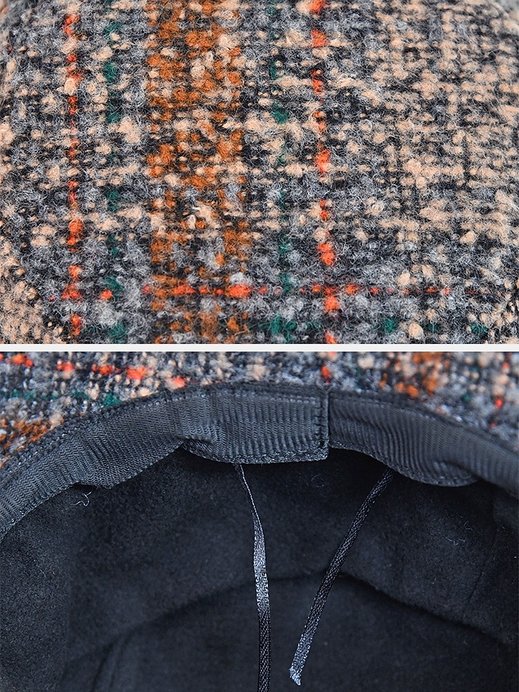 Damen-Mütze aus dickem Polyester mit Karomuster und Schleifendetail, erhältlich in verschiedenen Farben – perfekt für Herbst und Winter 2026 - $14.99 –P11