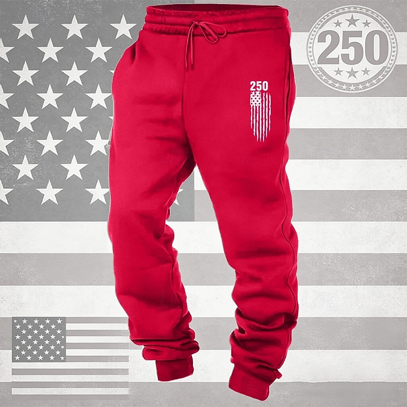 Herr Joggingbyxor Joggare Långbyxor Snörning Ficka Elastisk midja Landsflagga Komfort Andningsfunktion Dagligen Utomhus Amerikas 250-årsjubileum Semester Mode Vit Vin Microelastisk 2026 - $13.49 –P8