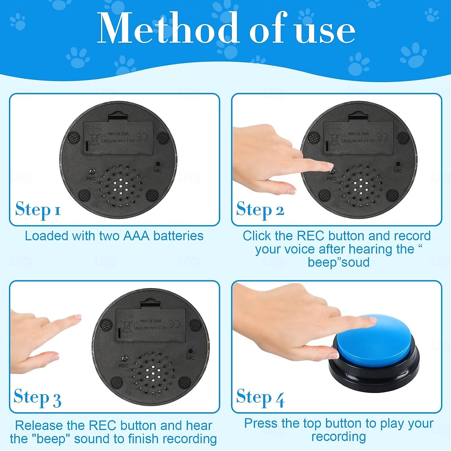 1 bouton d'enregistrement vocal pour la communication et le dressage des animaux de compagnie, enregistrement de 30 secondes &Jouet pour chien avec retour vocal, clicker enregistreur pour chat, chiot, de 2026 ? $15.99 –P1