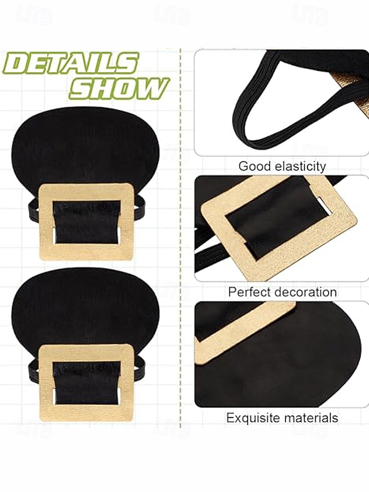 Schuhüberzüge für Herren zum St. Patrick's Day, schwarze Gamaschen aus Kunstleder mit goldener Schnalle, elastische Überzüge zum Hineinschlüpfen, Accessoires für Koboldkostüme zum irischen Fest, zur Parade und für Partys 2026 - $11.99 –P8