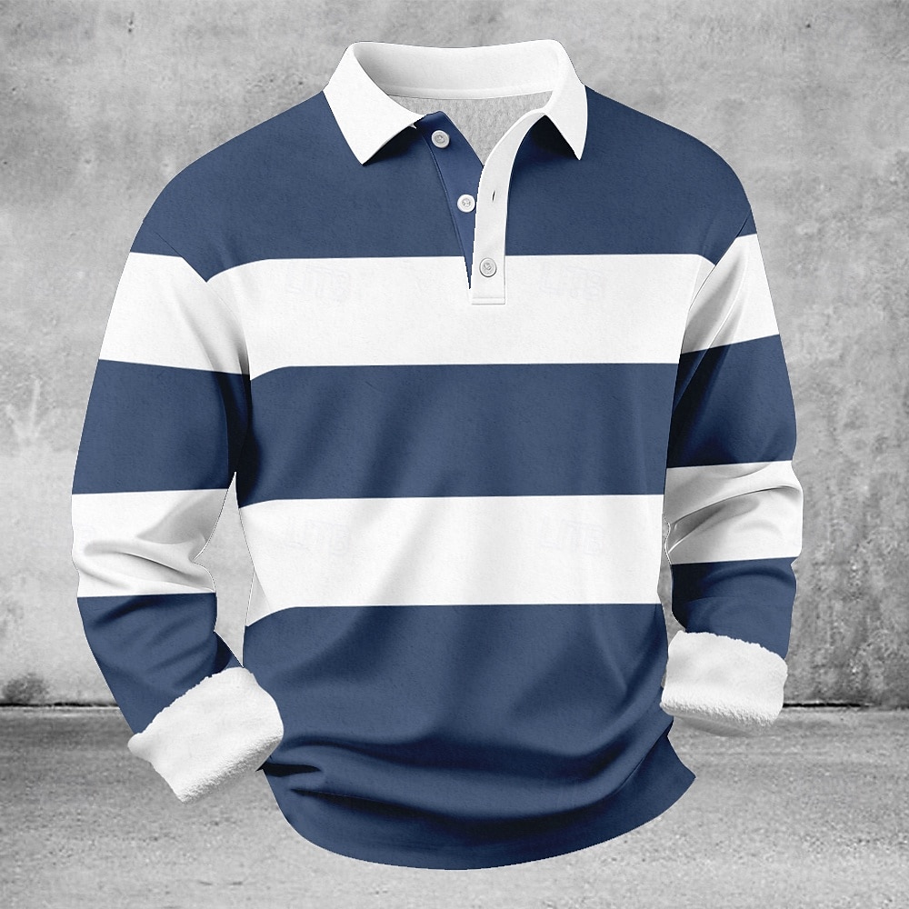 Ανδρικά Γεωμτερικό Οριζόντιες λωρίδες Μπλουζάκια πόλο Πουκάμισα Themmal Μακρυμάνικο Μπλουζάκια πόλο Πέτο Καθημερινό Ένδυση γυμναστικής και άθλησης Αργίες Καθημερινά Ρούχα 3D εκτύπωση 2026 - $25.99 –P4