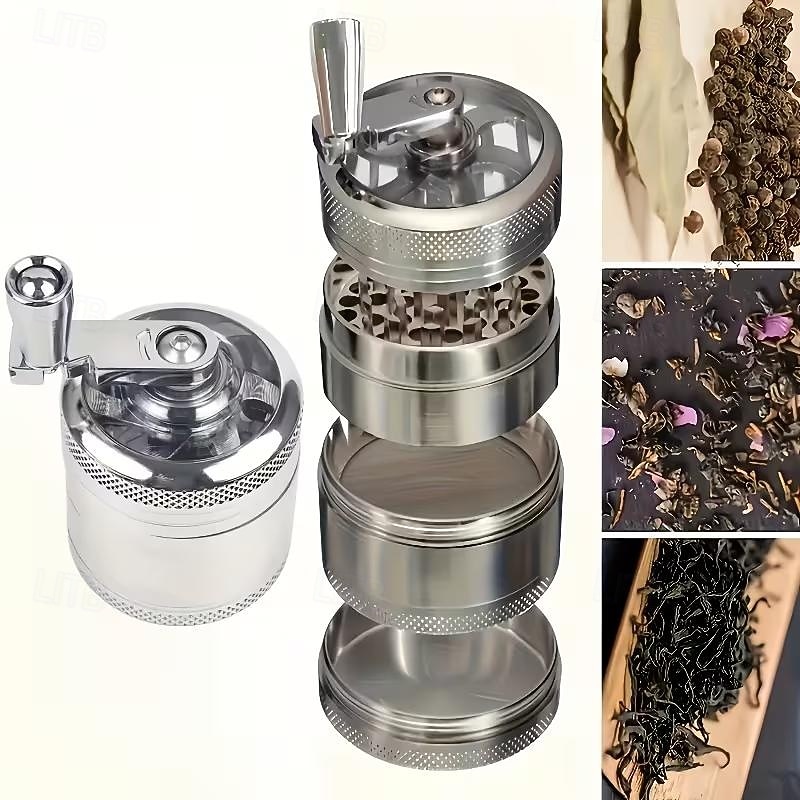 Robuuste handmatige zinken kruidenmolen en -vergruizer, draagbare kruidenmolen met handslinger voor thuis, in de keuken, op de camping en in restaurants. Ideaal voor specerijen, kruiden, koffie en 2026 - $15.99 –P2