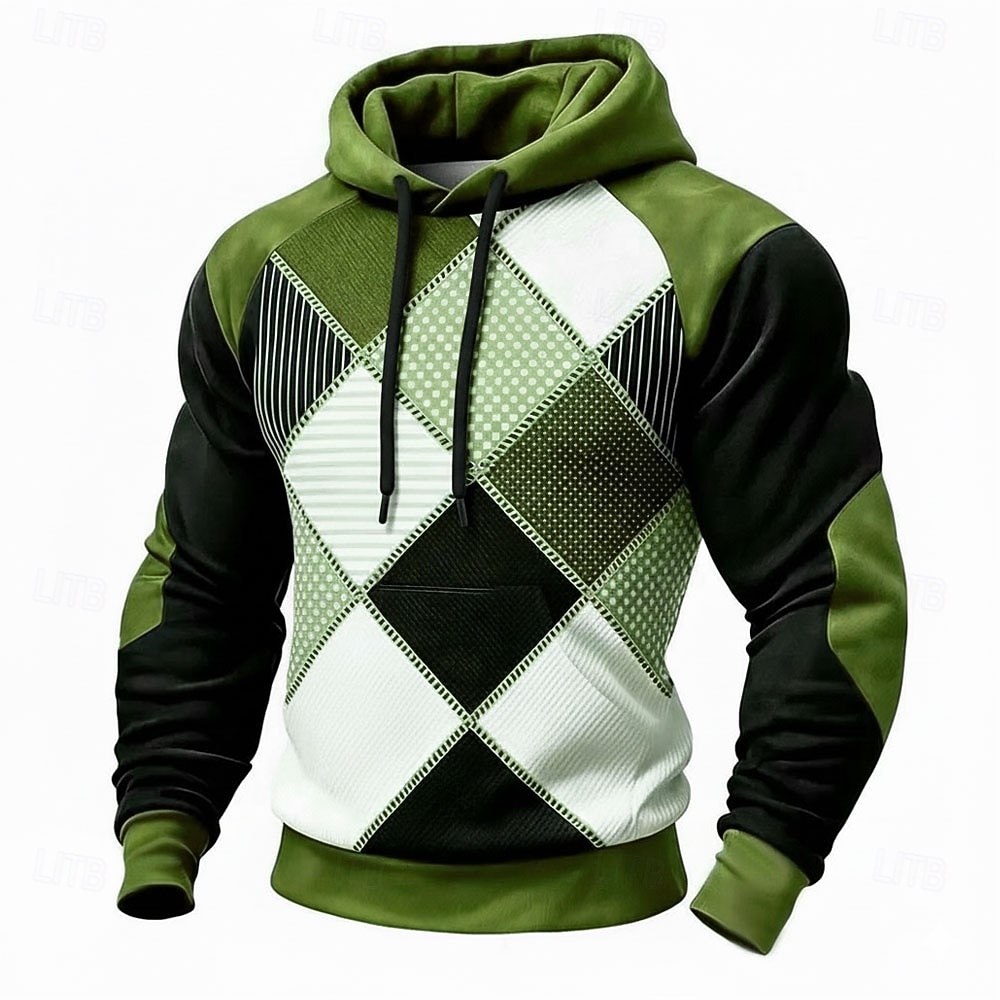 Homens Geométrica Xadrez Moletom Moda Diário Manga Longa Gola Redonda Casa Streetwear Festa Azul Marron Verde Cinzento Com Cordão Outono Inverno Designer S M L XL XXL XXXL de 2026 por $32.99 –P4