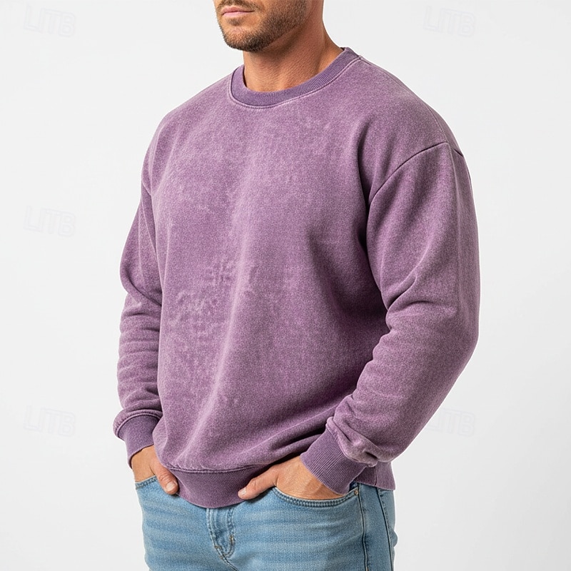 Hombre Sudadera Sudadera Con Capucha Negro Morado Verde Trébol Caqui Café Cuello Barco Cuello Mao Plano De Gran Tamaño Casual Diario Deporte Vintage Ropa de calle Fresco Primavera & Otoño Otoño 2026 - $24.99 –P3