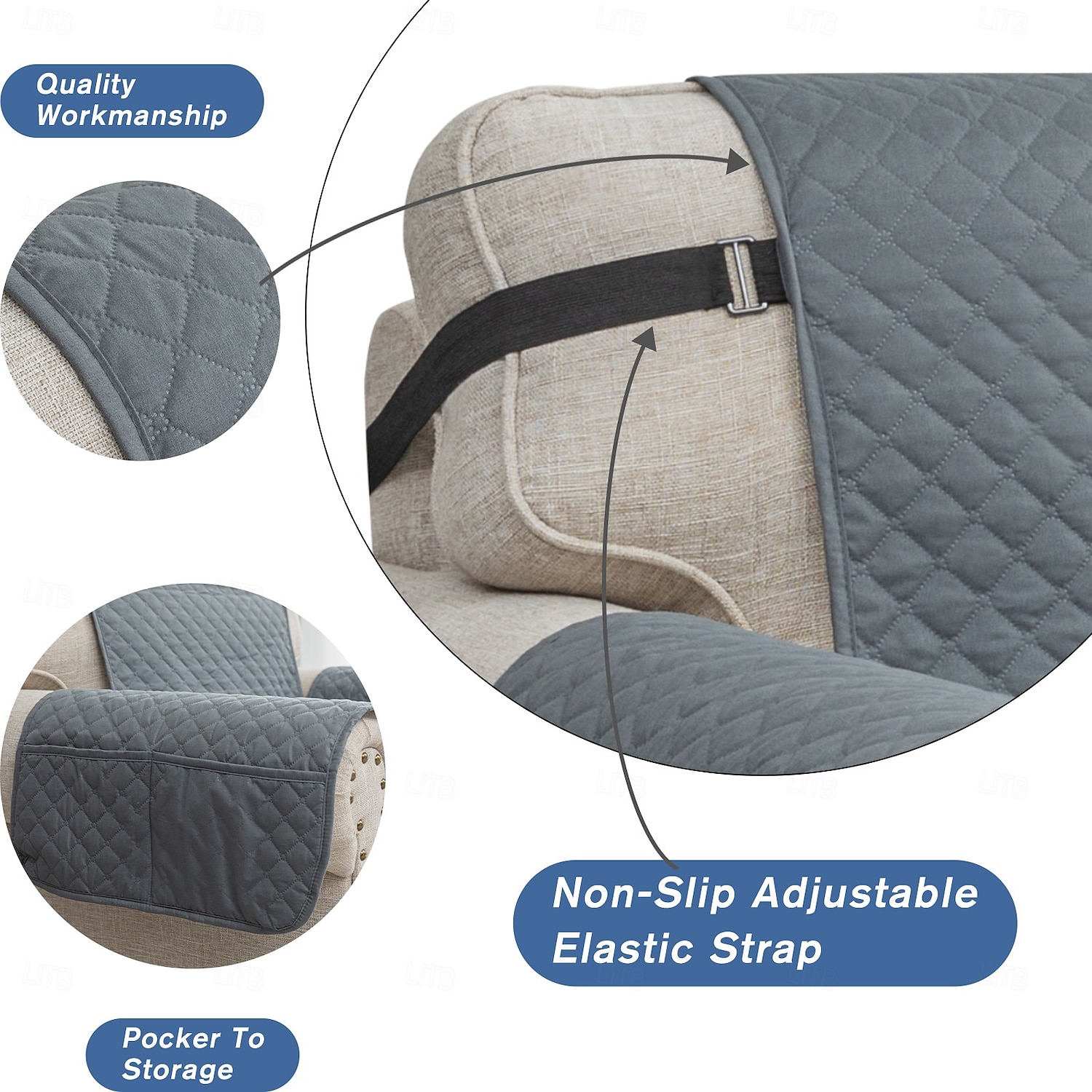 Funda de sofá acolchada elástica e impermeable, apta para mascotas, funda protectora de cojín para el hogar, sala de estar, regalo para dueños de mascotas 2026 - $46.99 –P12