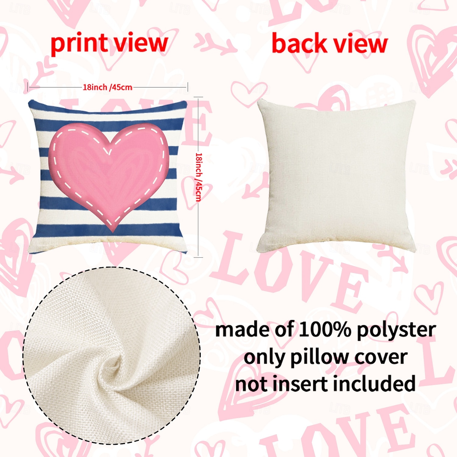 Valentine's Day Pillow Cover, Heart Print Decorative Cushion for Sofa, Bedroom, Living Room, Perfect for Creating a Romantic Holiday Atmosphere, Cozy Accent Pillow for Home Decor 2026 - $13.99 –P5