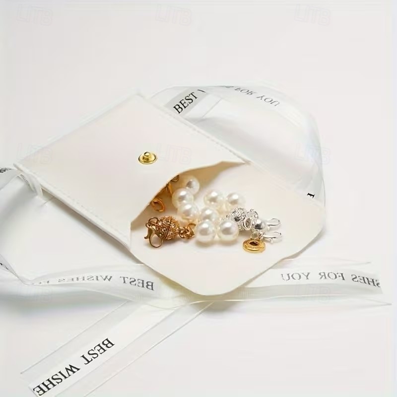 2026年 スナップデザインのPUレザージュエリー収納バッグ10個入り。3.15 x 3.15インチ。リング、ネックレス、様々な色のアクセサリーの収納に最適です。  コレクション – $20.99 –P6