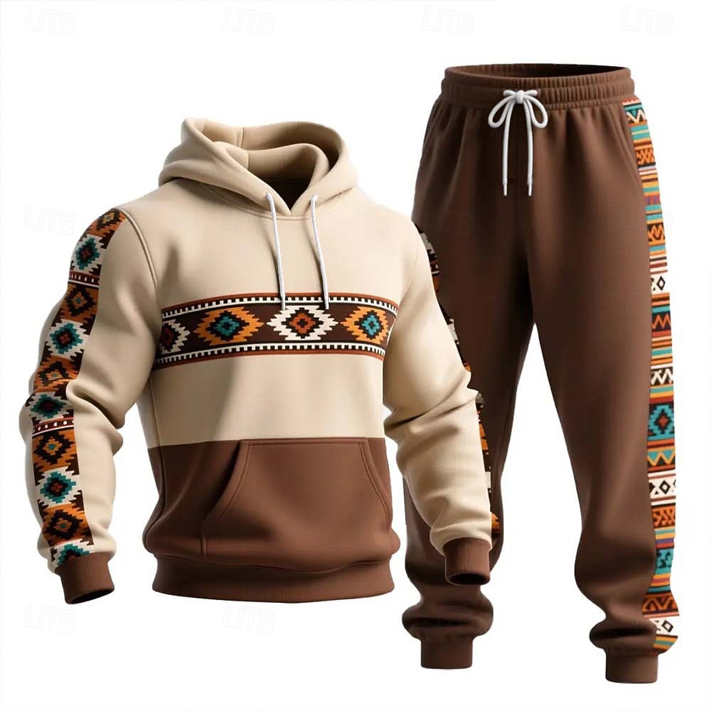 Per uomo Tribale 2 pezzi Set di felpe 3D Felpa con Cappuccio Manica Lunga Pantaloni lunghi Con Cappuccio Stile Etnico Casual Quotidiano Athleisure Stampa 3D Primavera Autunno Inverno Marrone del 2026 a $48.99 –P1