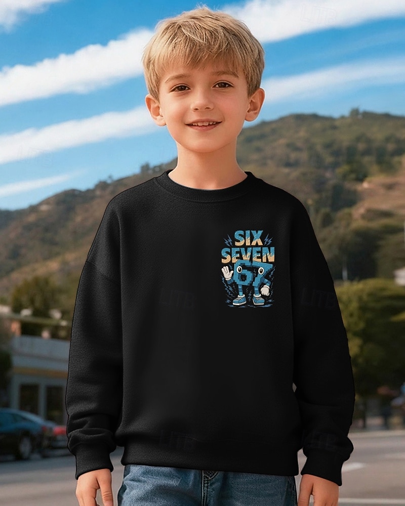 Unisex Boys' 3D Graphic Funny Slang 67 Sweatshirt Pullover Long Sleeve 3D Print Spring Fall Active Fashion Streetwear Kids 4-12 Years Crew Neck Casual Daily Outdoor Regular Fit 2026 - $18.49 –P4