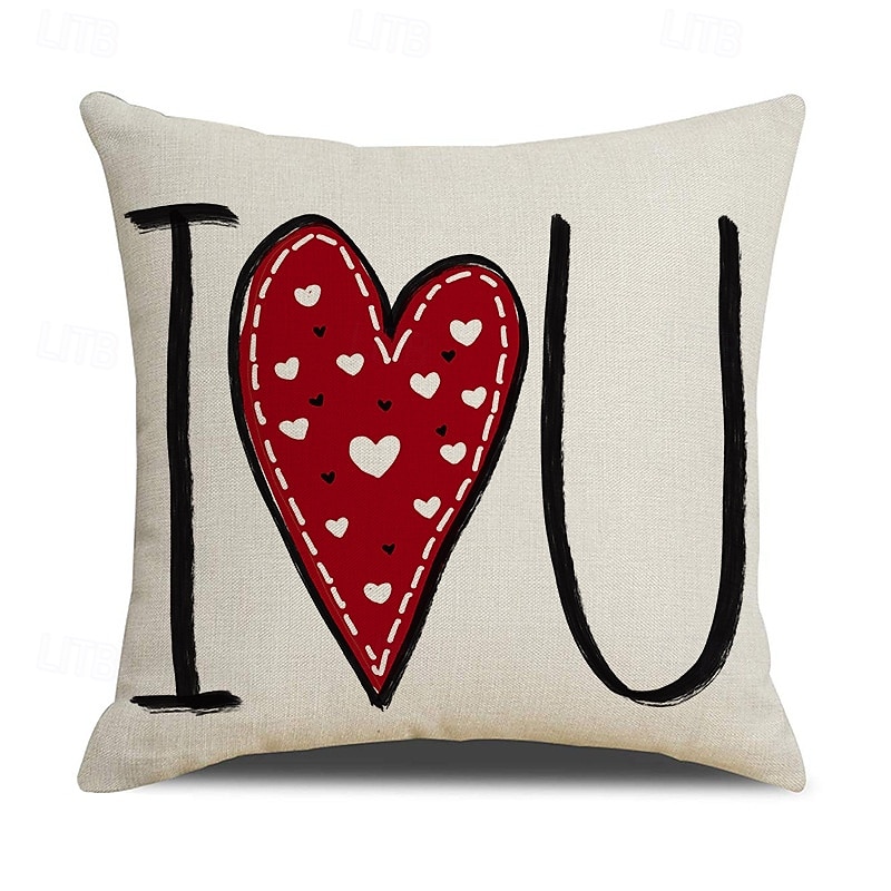 Valentine's Day Couple Heart Pillow Cover, Red "LOVE" Letter Print Decorative Cushion, Perfect for Sofa, Living Room, Bedroom, Ideal for Romantic Valentine's Day Home Decor 2026 - $13.99 –P8