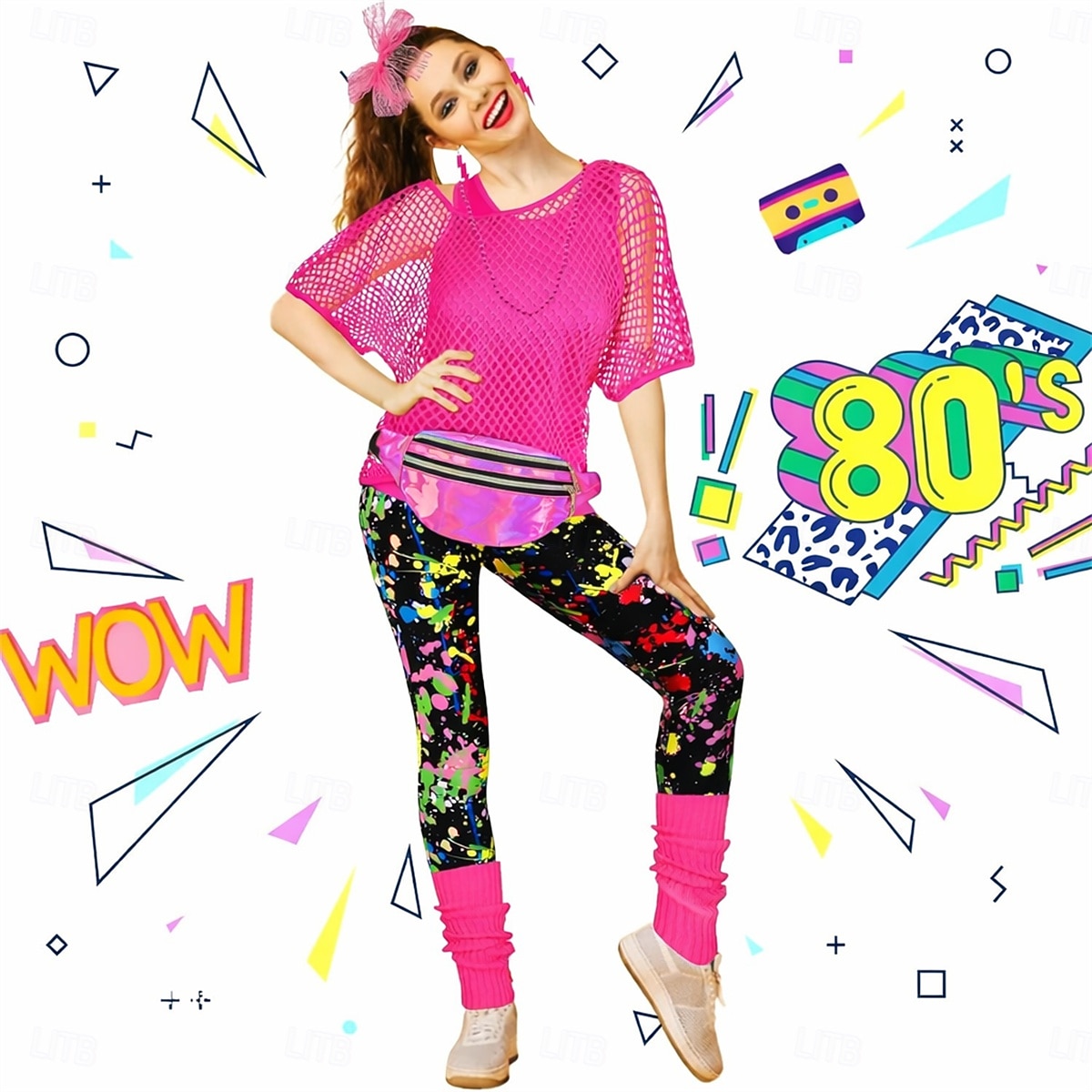 דִיסקוֹ שנות ה-80 תלבושות חולצה חותלות עם אביזרים רטרו תחפושות בגדי ריקוד נשים תחפושת קרנבל נשף מסכות מסיבה וערב מצעד הגאווה חודש הגאווה מבוגרים חולצה עוד אביזרים חותלות 2026 - $64.99 –P2