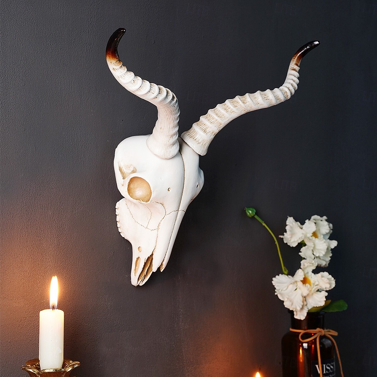 Decor de perete nordic cu craniu de animal viking, ornament suspendat din rășină cu craniu de berbec artificial, pentru casă, bar &decorațiuni de perete pentru restaurant, petrecere &recuzită 2026 - $34.99 –P5